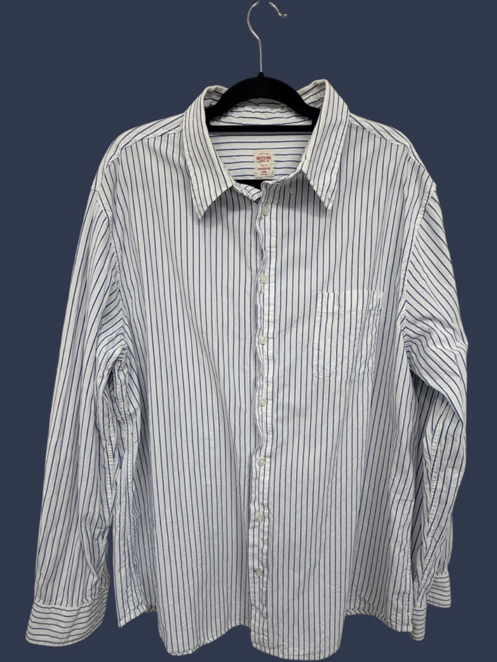 Mossimo Supply Co Athletic Fit Striped Button Down - Blue/White - XXL